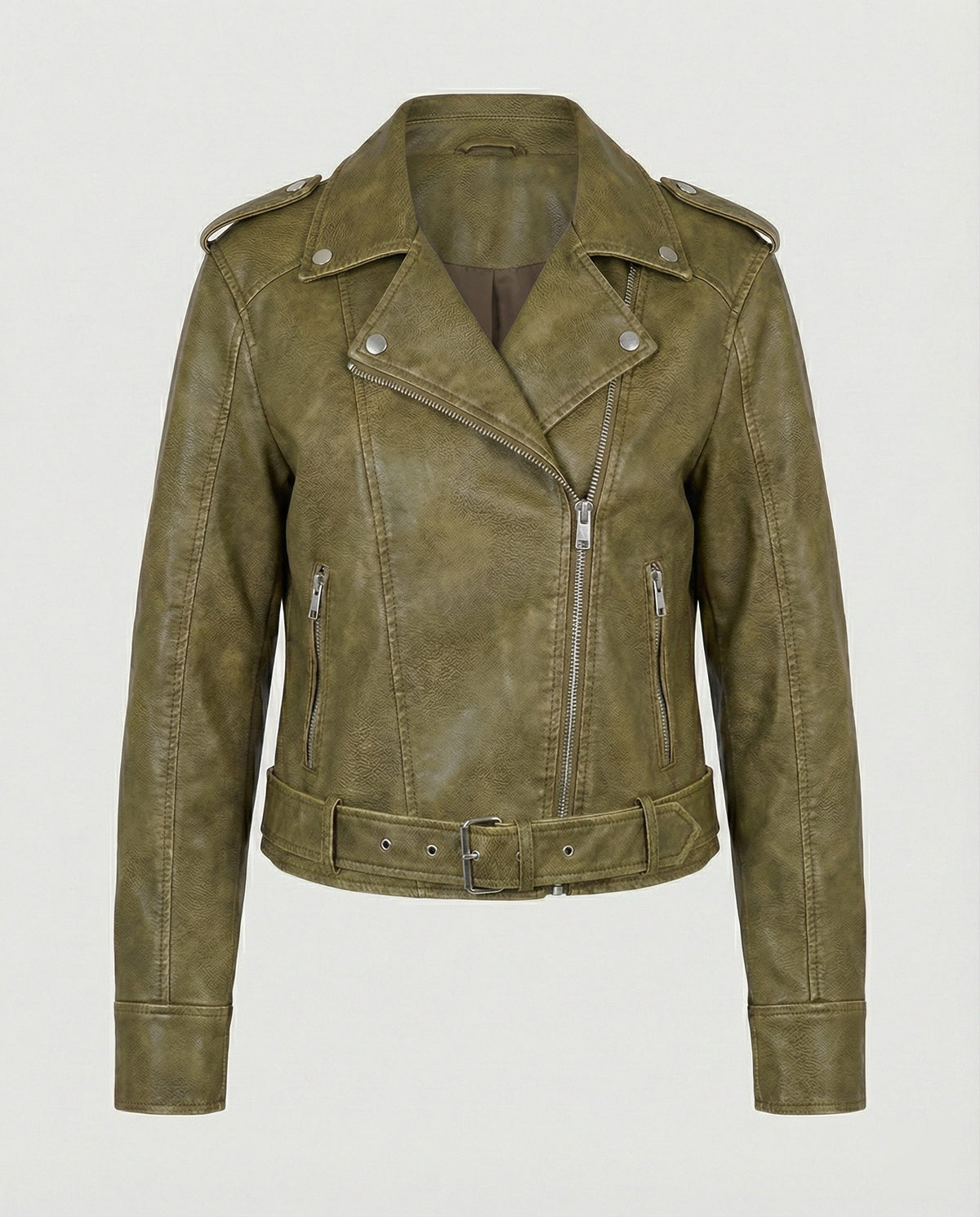 Women's Cropped Faux Leather Biker Jacket