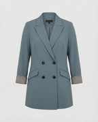 Women's Double-Breasted Blazer with Contrast Cuffs