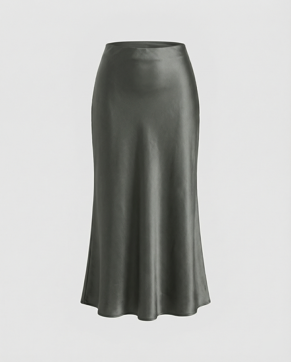 Women's Elegant Satin Midi Skirt with Flowing Cut and High Waist