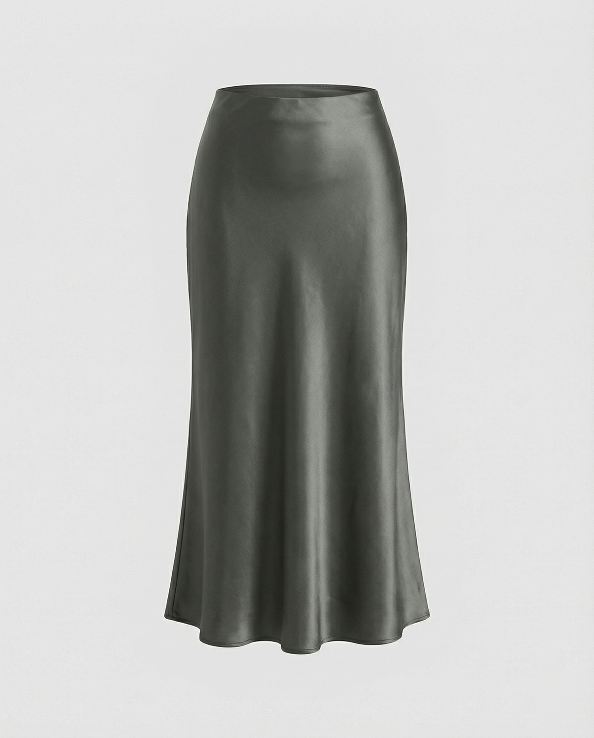 Women's Elegant Satin Midi Skirt with Flowing Cut and High Waist