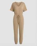 Women's Lightweight Jumpsuit with Loose Fit and Adjustable Waist