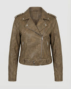 Women's Cropped Faux Leather Biker Jacket