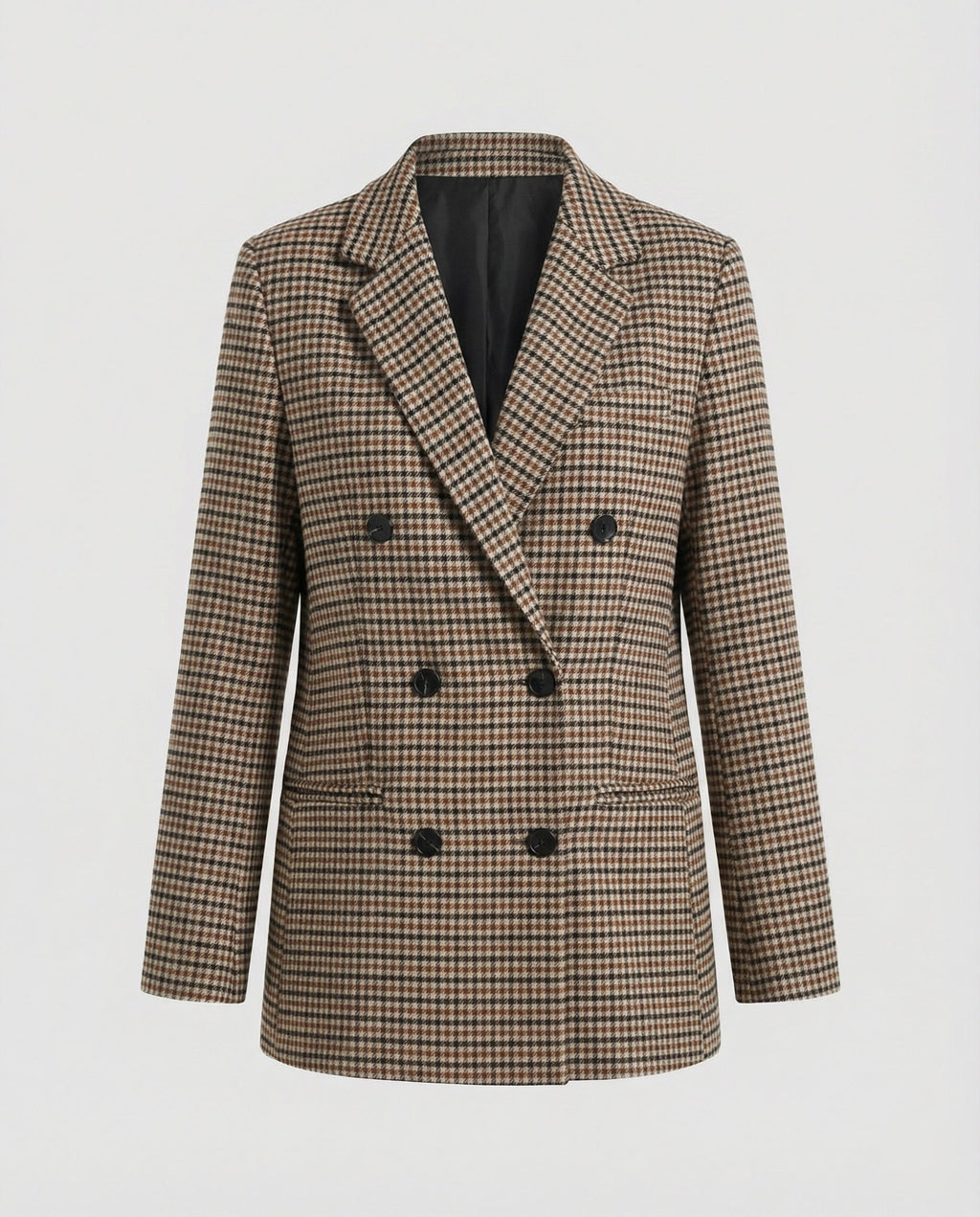 Women's Plaid Double-Breasted Blazer