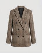 Women's Plaid Double-Breasted Blazer