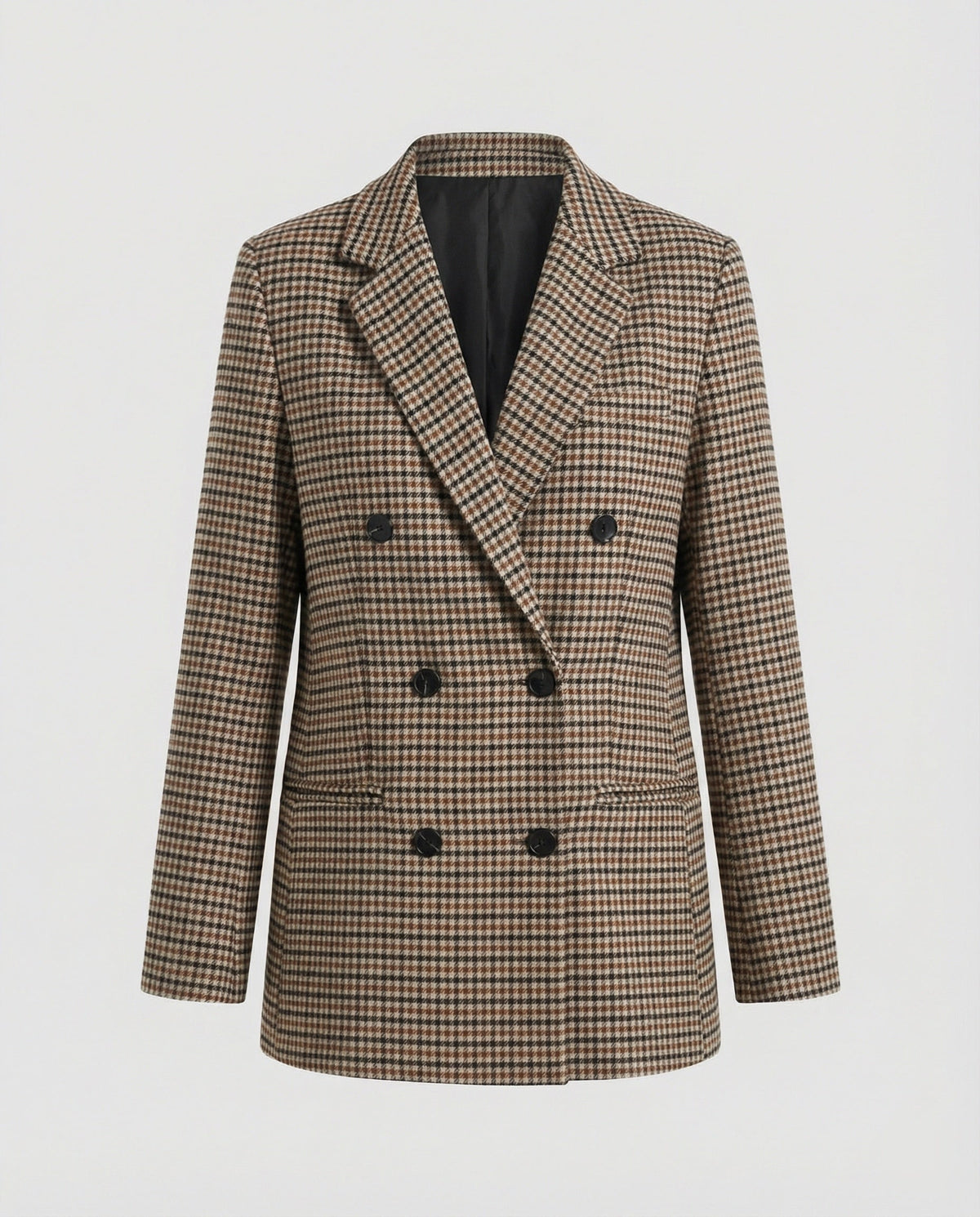 Women's Plaid Double-Breasted Blazer