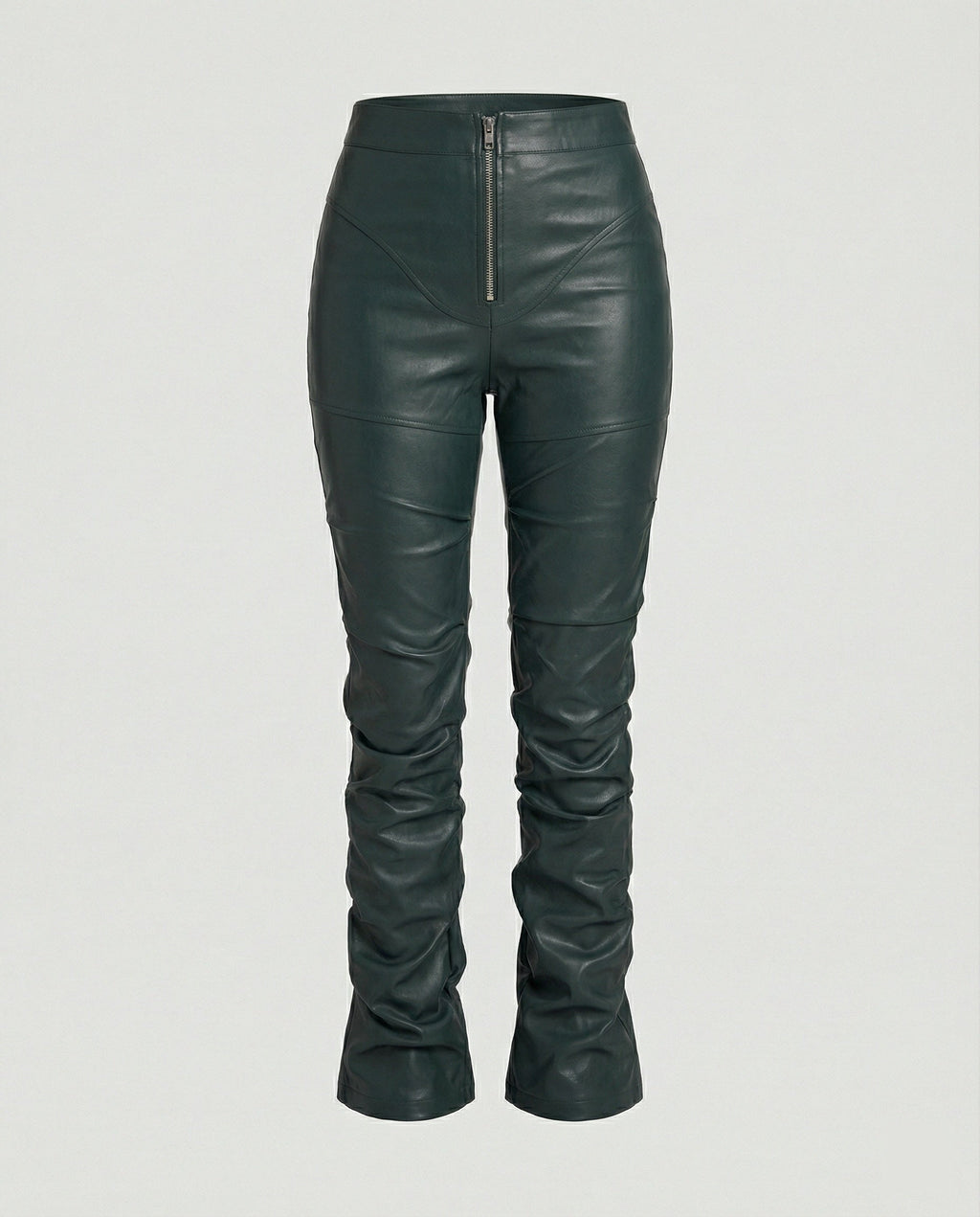Women's High-Waist Wide-Leg Faux Leather Trousers