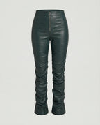 Women's High-Waist Wide-Leg Faux Leather Trousers