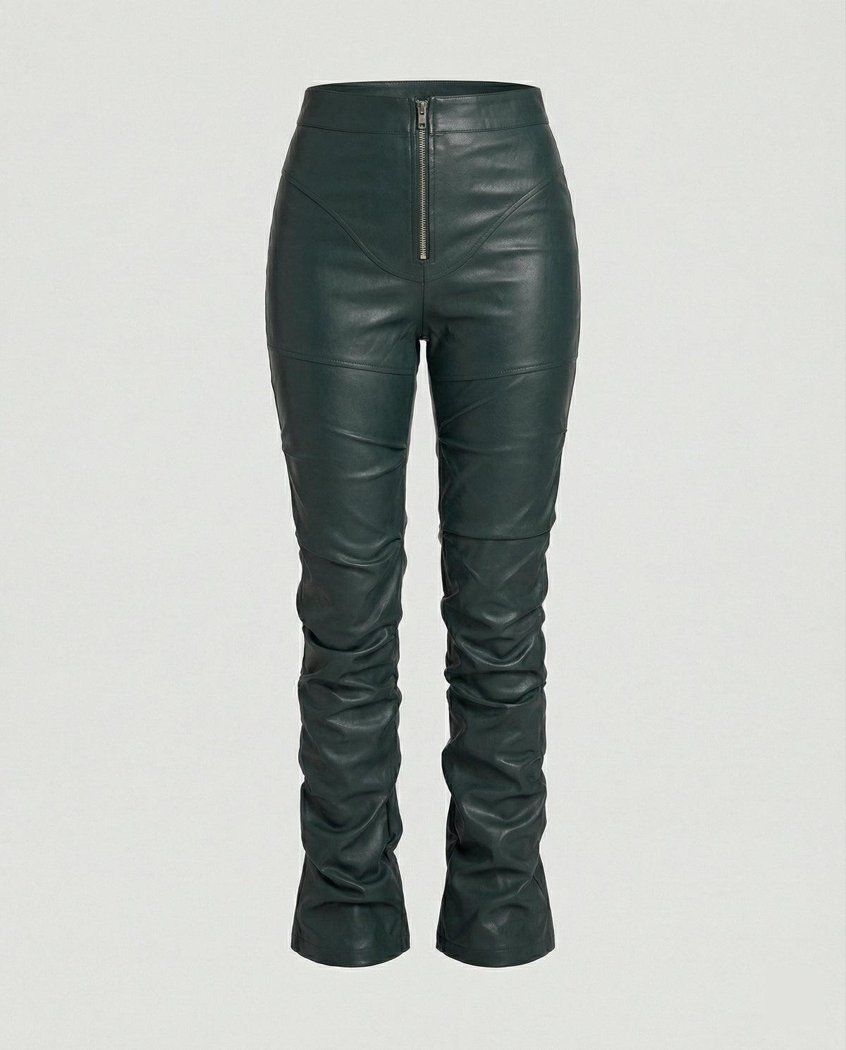 Women's High-Waist Wide-Leg Faux Leather Trousers