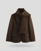 Women's Elegant Blazer Jacket with Detachable Scarf