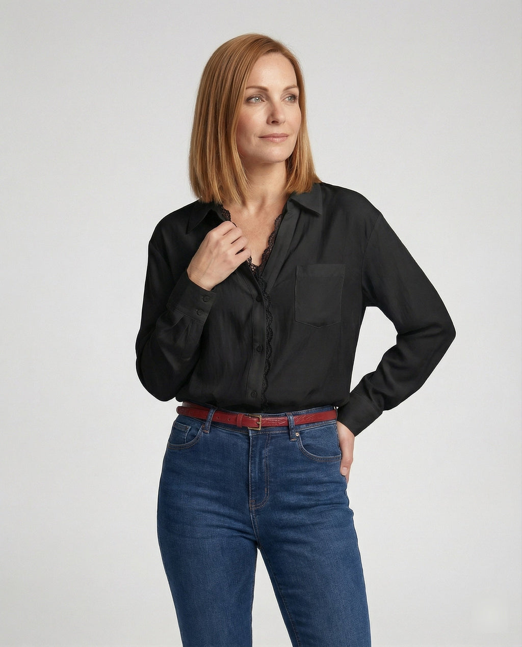 Women's Blouse with Lace Accents