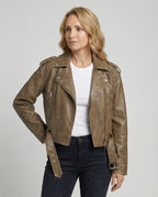 Women's Cropped Faux Leather Biker Jacket