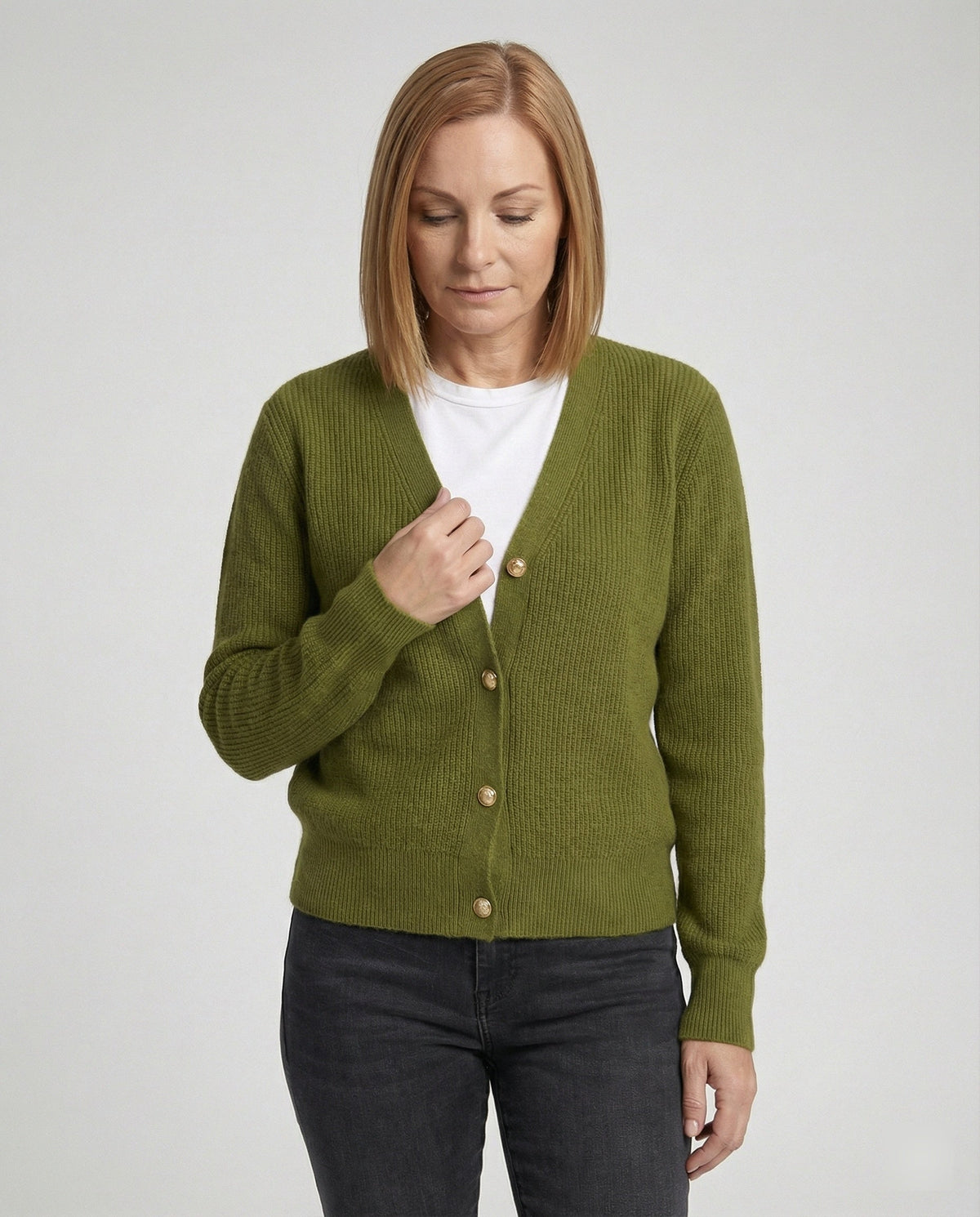 Women's V-Neck Cardigan with Buttons