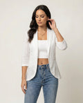 Women's Elegant Blazer with Patterned Cutouts and Tailored Fit