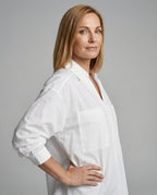 Women's Blouse with Flounce Sleeves and V-Neck