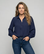 Elegant Blouse with Puff Sleeves and Button Details
