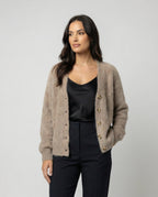 Women's Fluffy Cardigan with Large Buttons