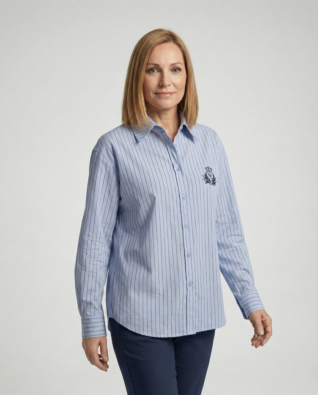 Women's Striped Blouse with Classic Collar