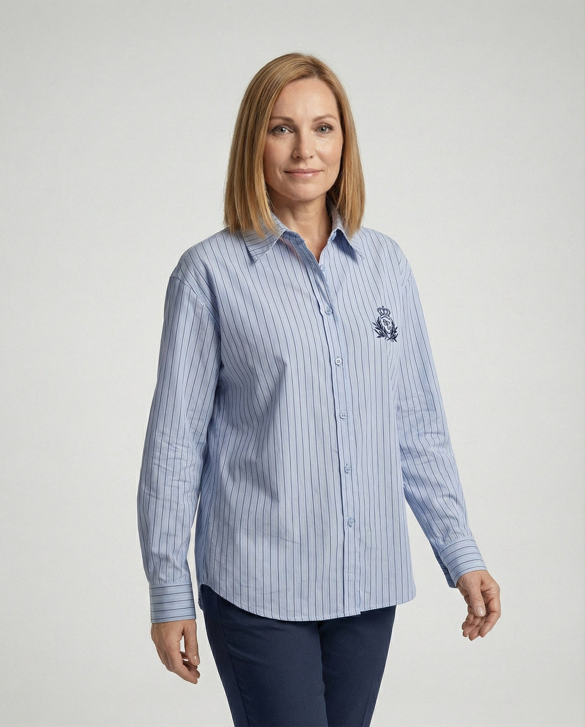 Women's Striped Blouse with Classic Collar