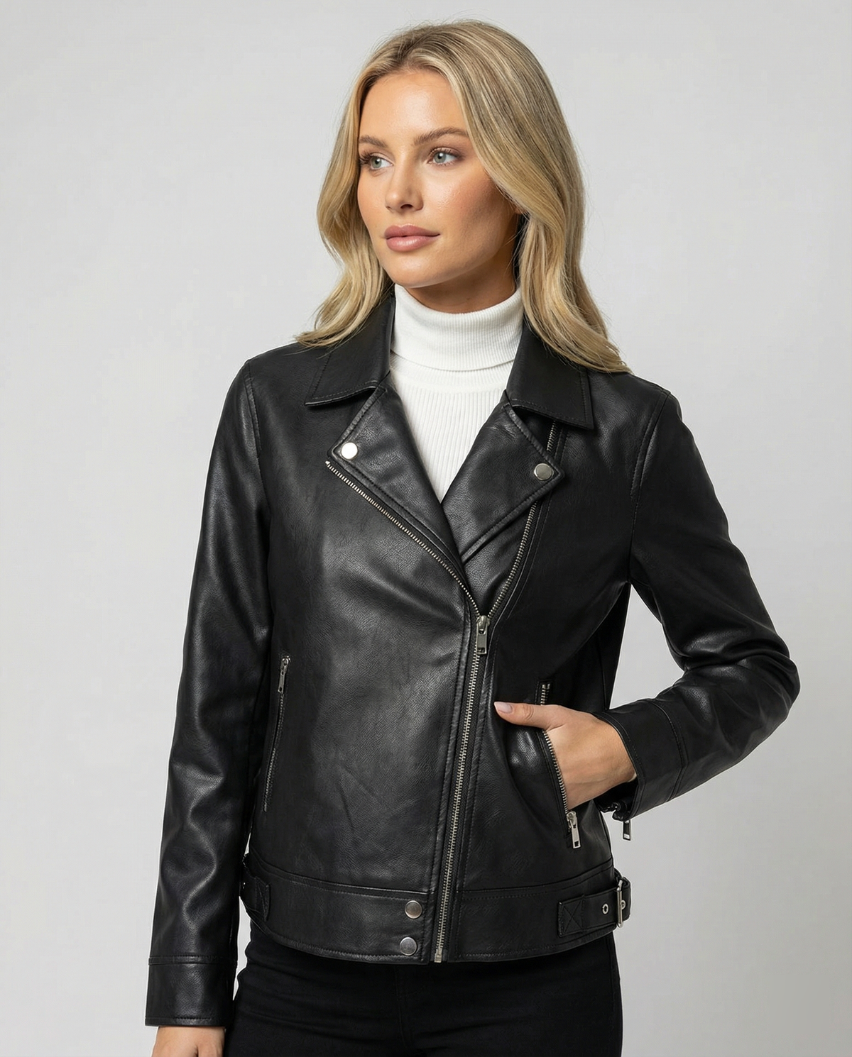 Women's Faux Leather Transitional Quilted Jacket