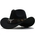 Western-Style Felt Hat with Bull Buckle Band